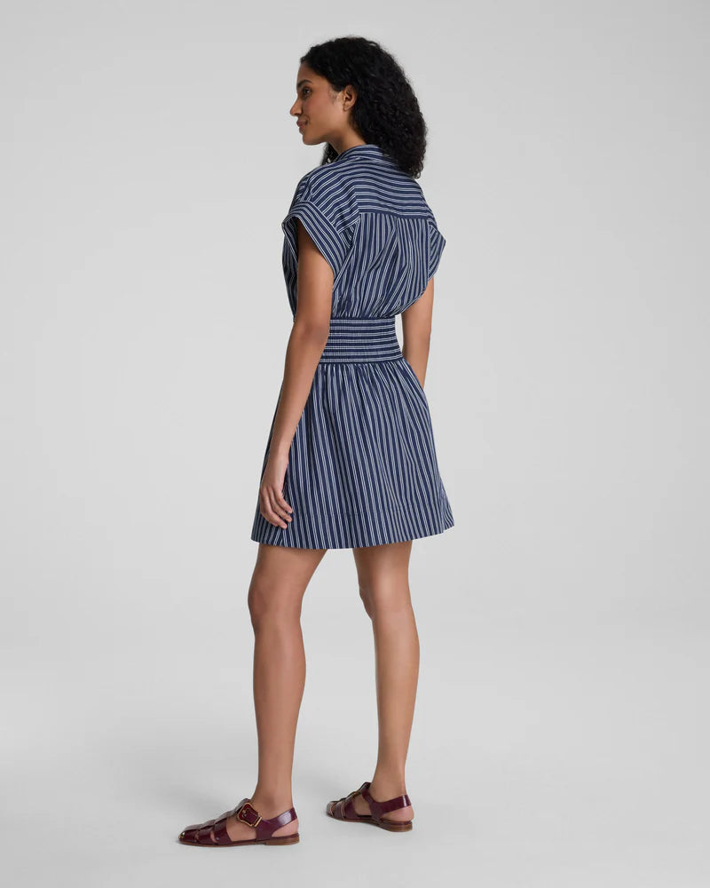 Poplin Smocked Mini Shirt Dress