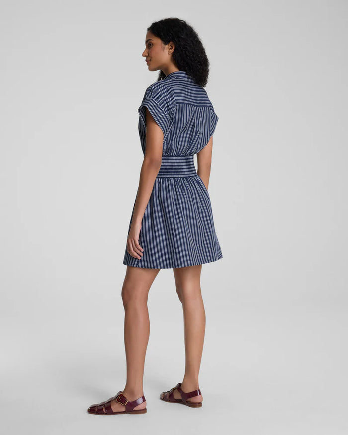 Poplin Smocked Mini Shirt Dress