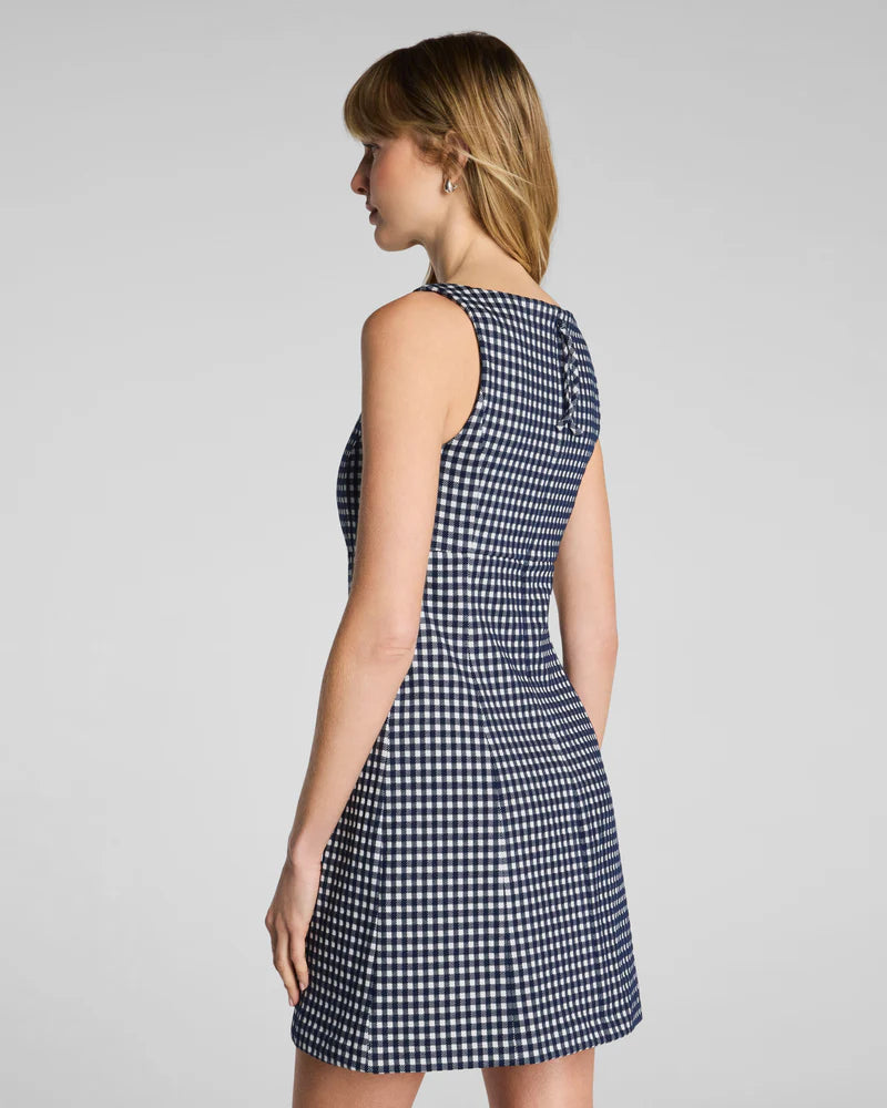 Ponte Jacquard Square Neck Mini Dress