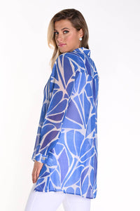 Blue/White Abstract Print Blouse