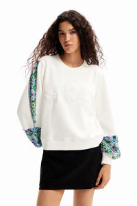 Embroidered puff sweatshirt