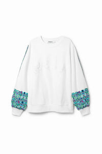 Embroidered puff sweatshirt