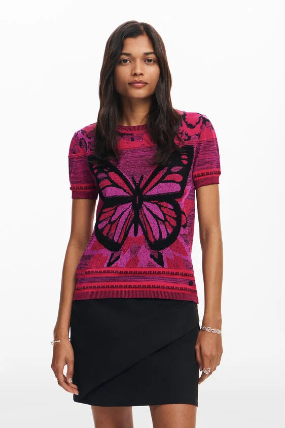 Butterfly knit T-shirt