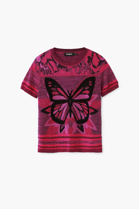 Butterfly knit T-shirt