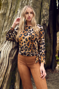 Suede Cognac Bottom Slit Pants