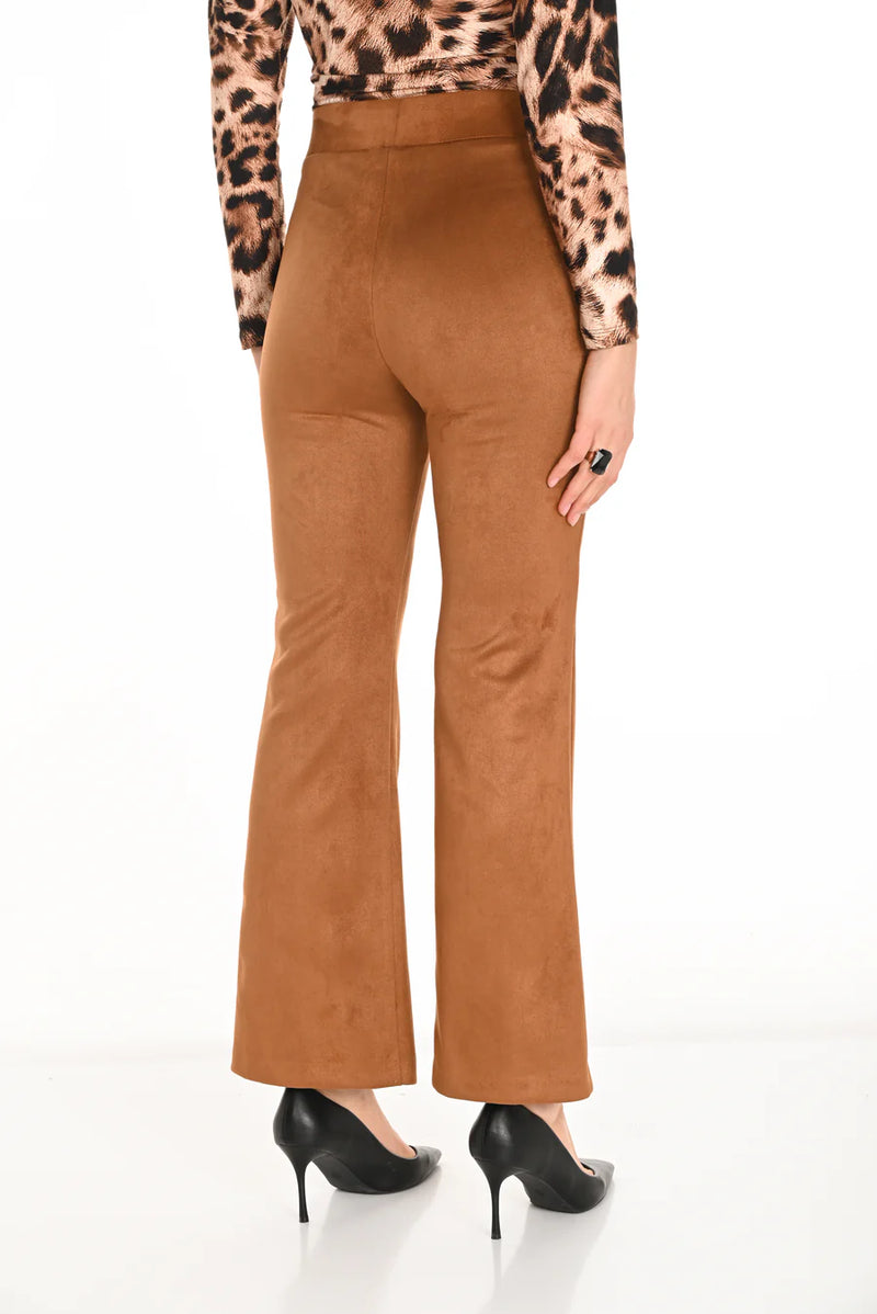 Suede Cognac Bottom Slit Pants