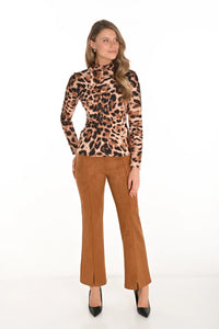 Suede Cognac Bottom Slit Pants