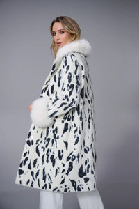 Cow Print Fur 3/4 Length Coat