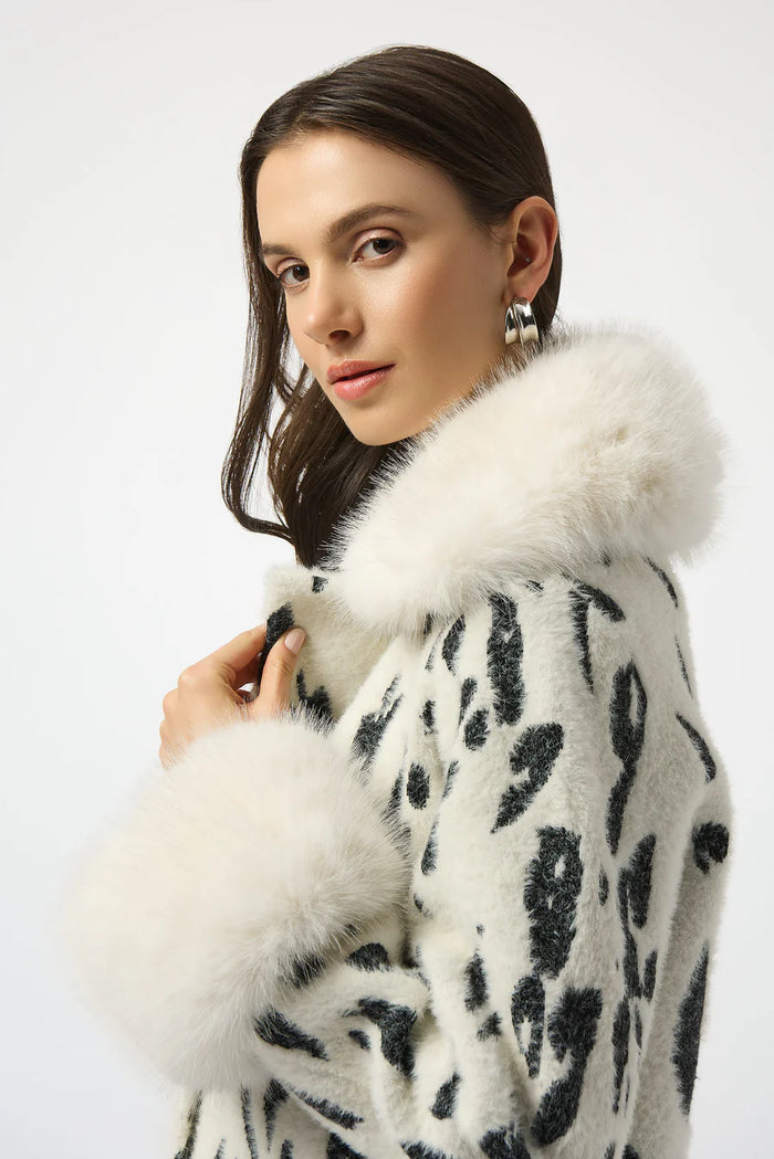 Cow Print Fur 3/4 Length Coat