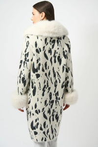 Cow Print Fur 3/4 Length Coat