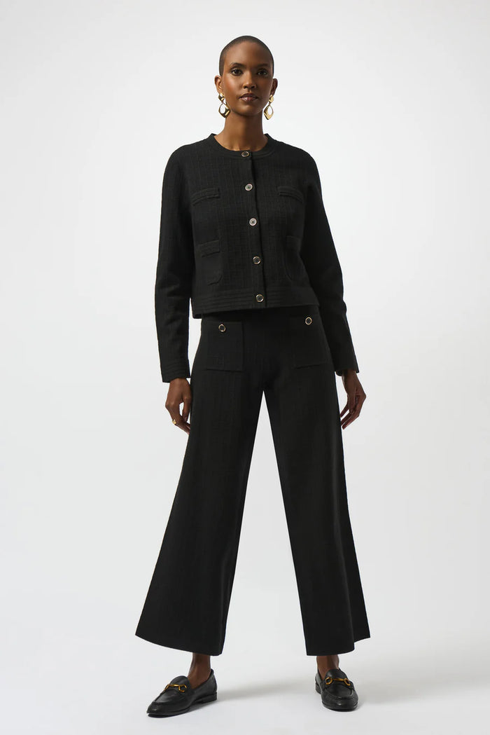 Black Knit Wide Leg Trouser