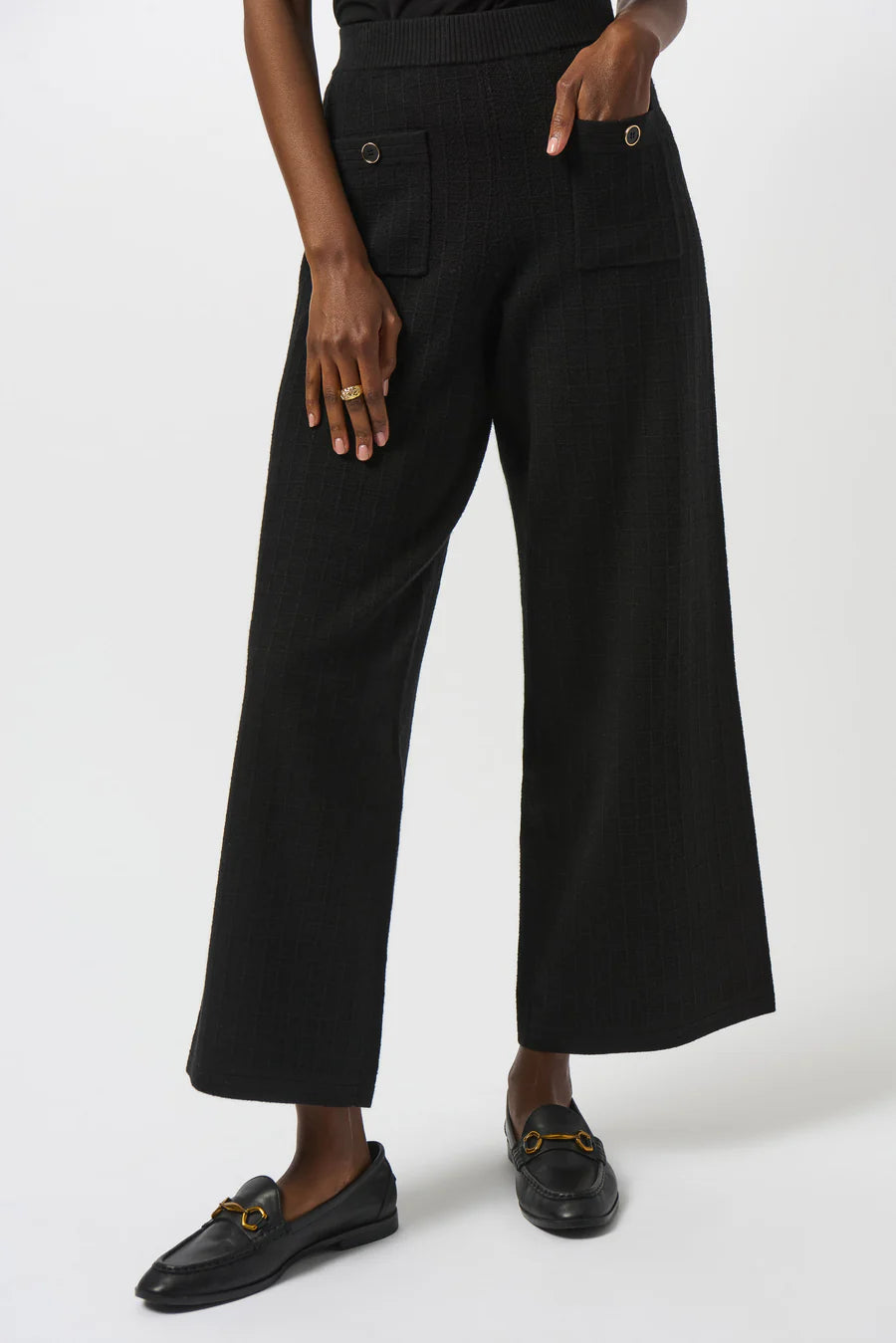 Black Knit Wide Leg Trouser