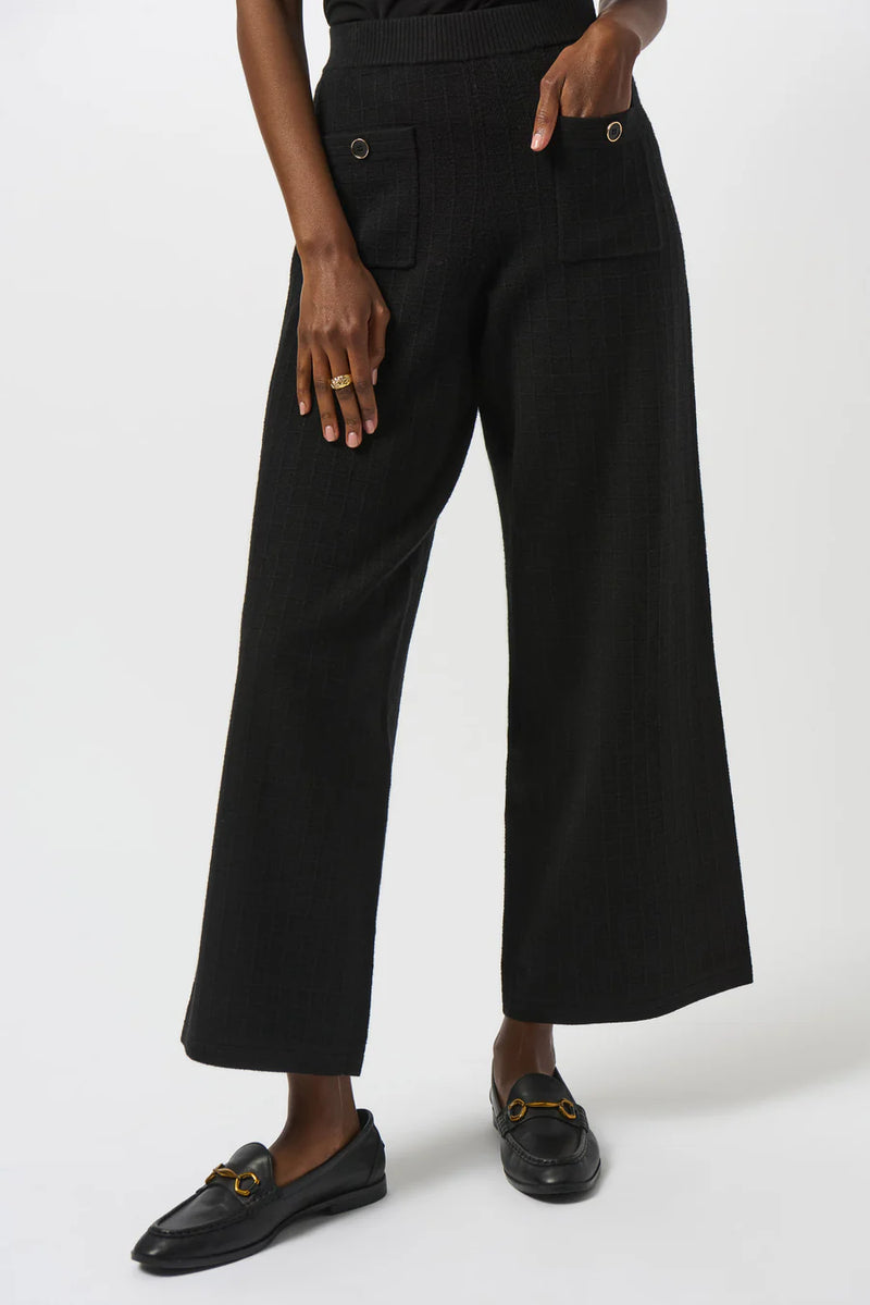 Black Knit Wide Leg Trouser