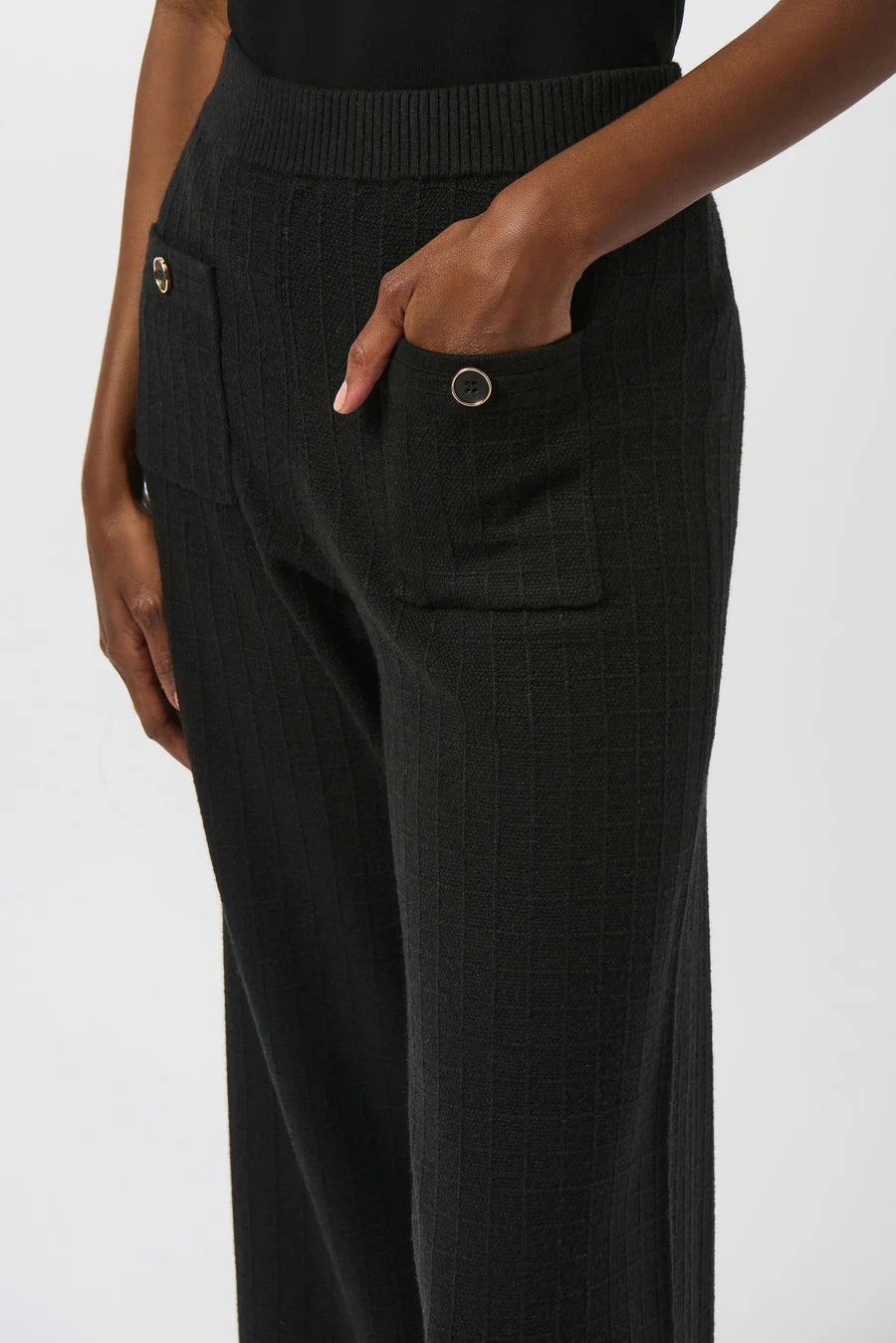 Black Knit Wide Leg Trouser