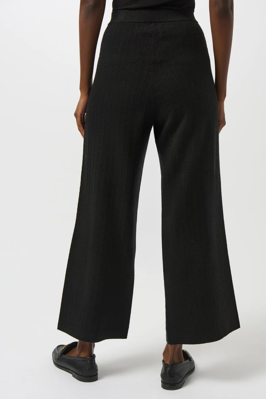 Black Knit Wide Leg Trouser