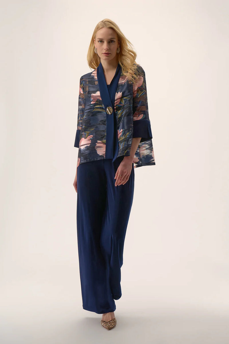 Midnight Blue 3/4 Sleeve Multi Color Jacket