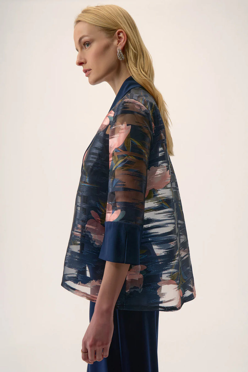 Midnight Blue 3/4 Sleeve Multi Color Jacket