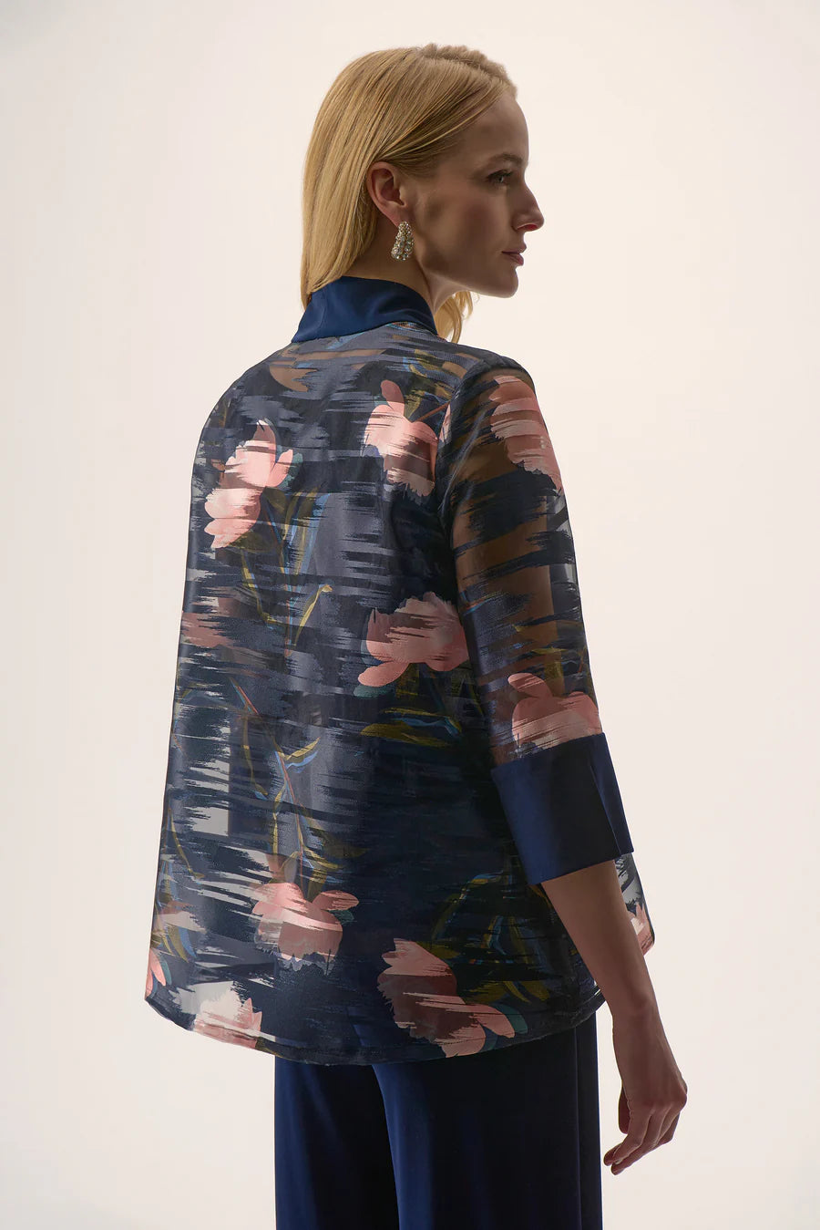 Midnight Blue 3/4 Sleeve Multi Color Jacket