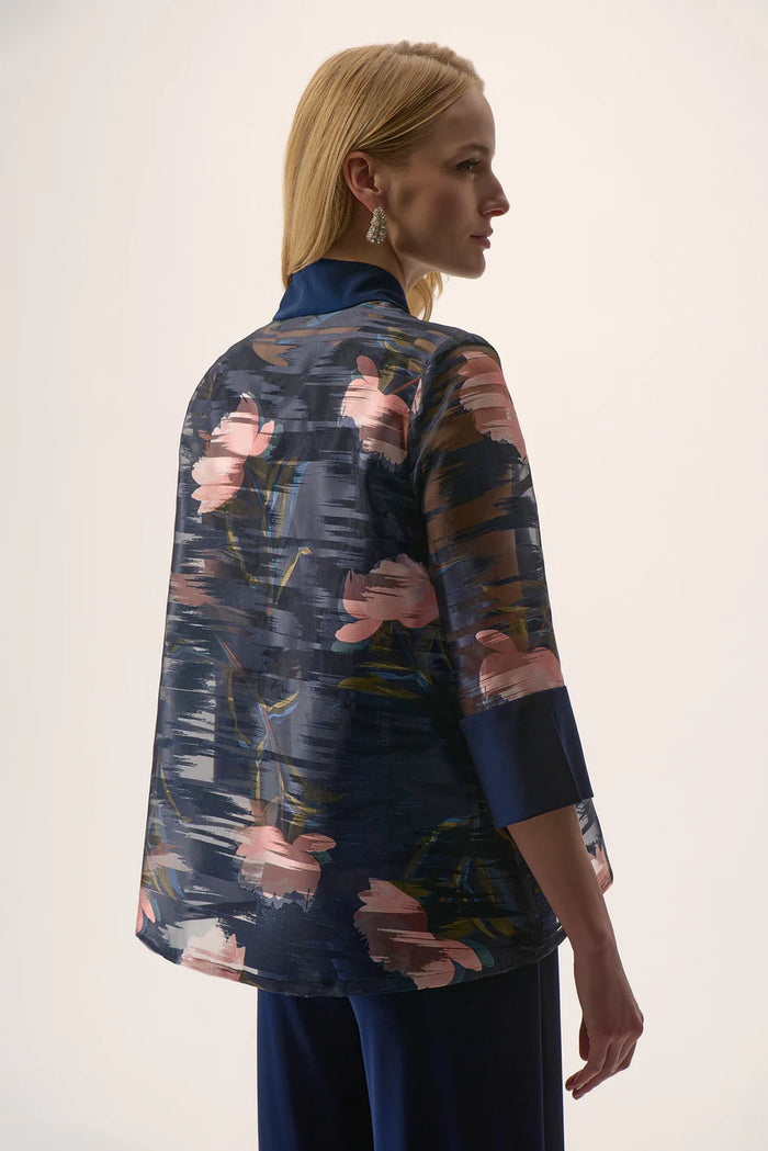 Midnight Blue 3/4 Sleeve Multi Color Jacket