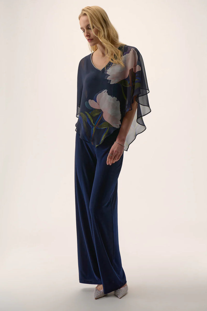 Rhinestone Laced V Neck Satin Tunic