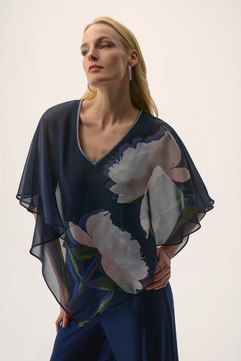 Rhinestone Laced V Neck Satin Tunic