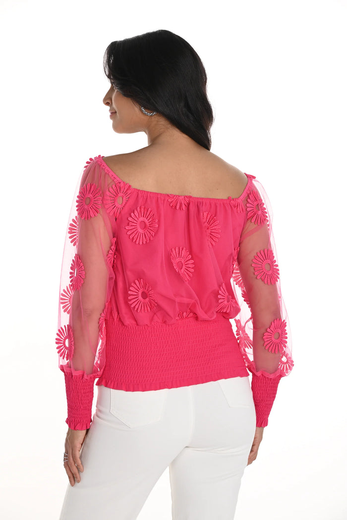 Floral Embroidered Lightweight Fuchsia Tank