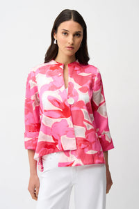 Jacquard Floral Print Swing Jacket