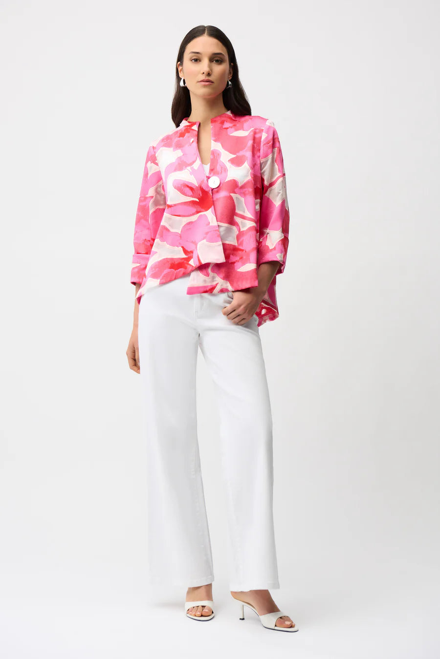 Jacquard Floral Print Swing Jacket