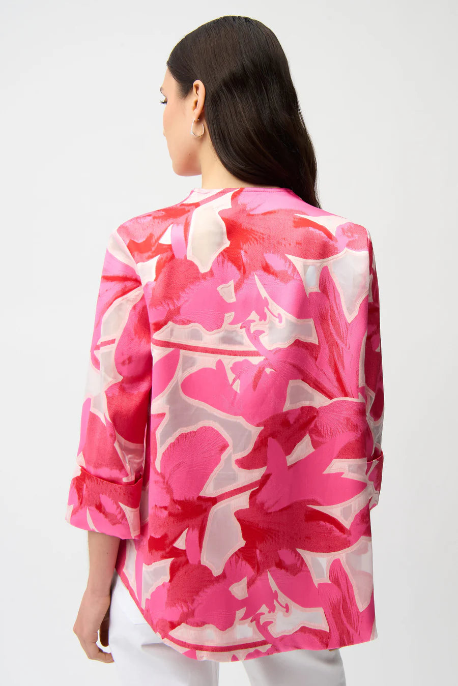 Jacquard Floral Print Swing Jacket
