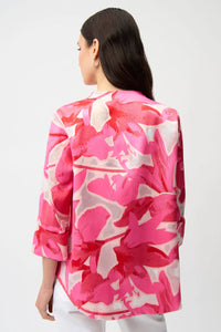 Jacquard Floral Print Swing Jacket