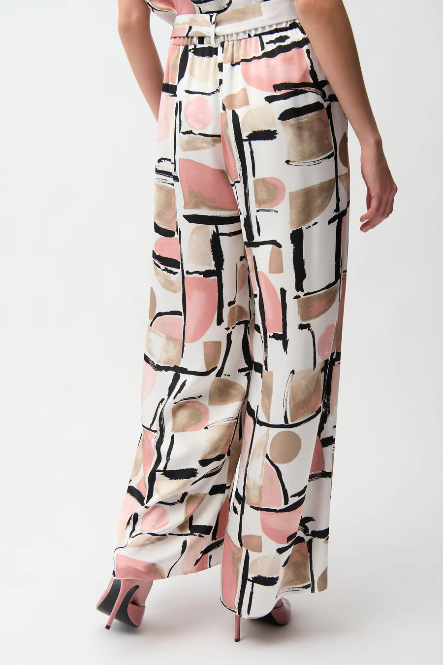 Satin Abstract Print Wide Leg Pants
