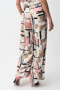 Satin Abstract Print Wide Leg Pants