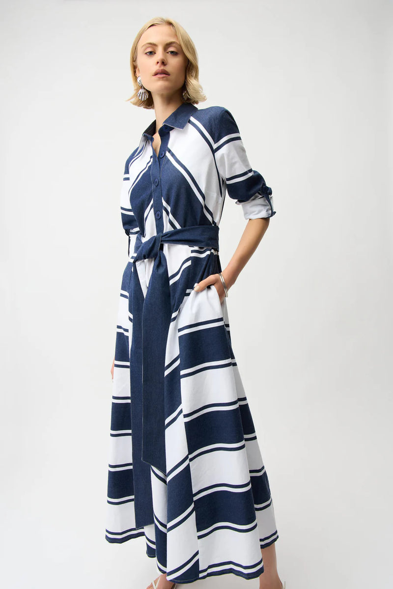 Denim Stripe Flowing Dress