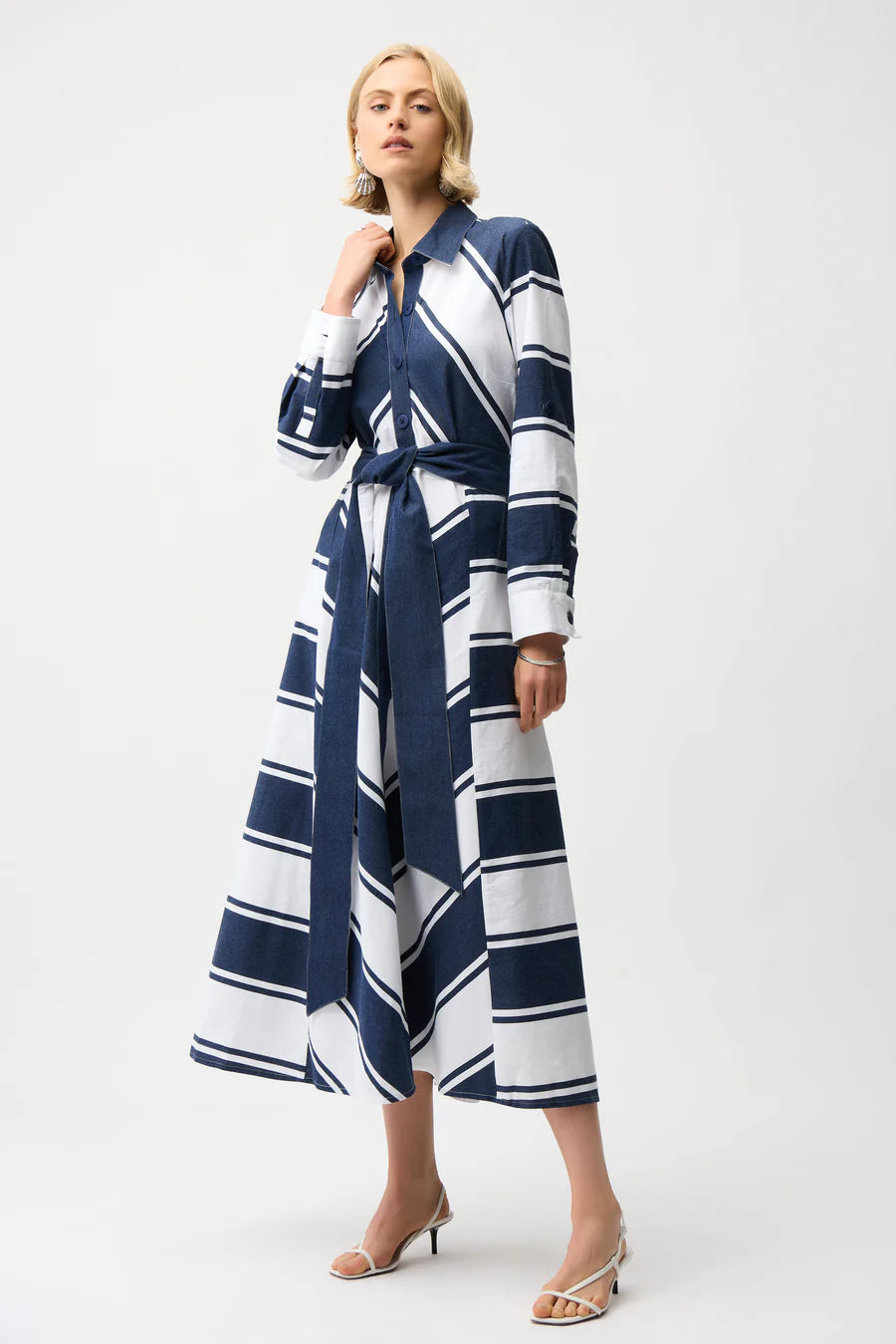 Denim Stripe Flowing Dress