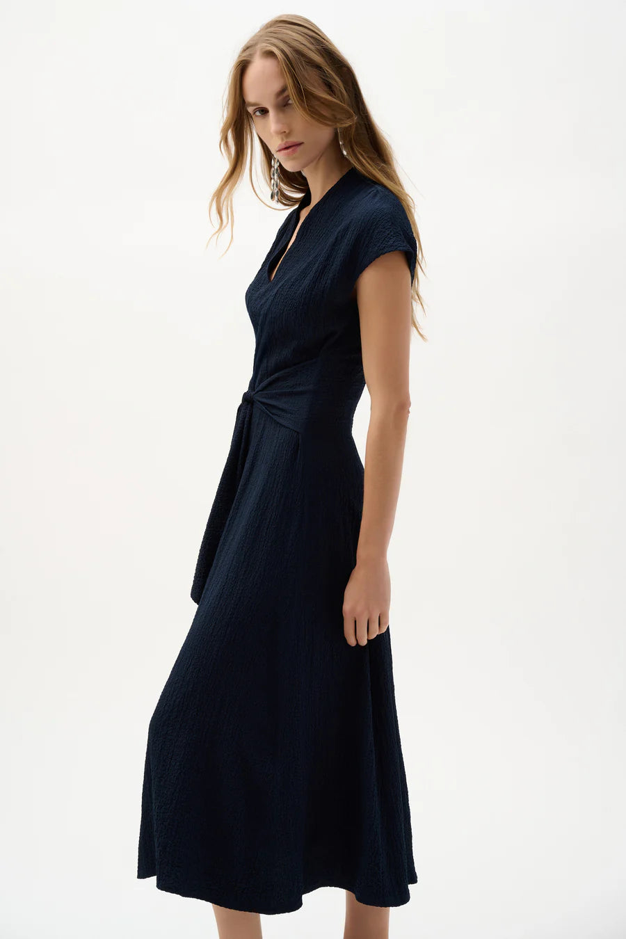 Woven Seersucker Fit And Flare Dress