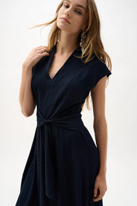 Woven Seersucker Fit And Flare Dress