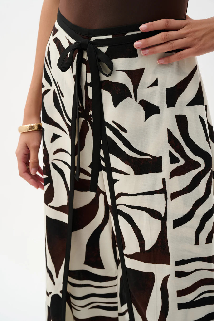 Woven Gauze Tropical Print Wide Leg Pants