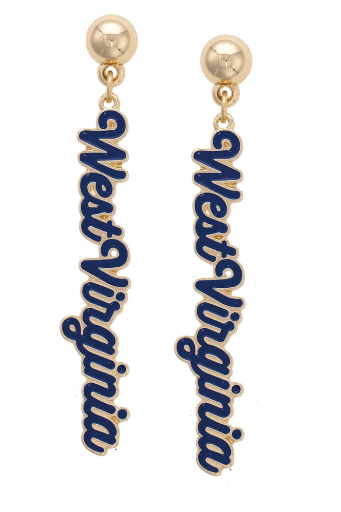 West Virginia Mountaineers Enamel Script Earring