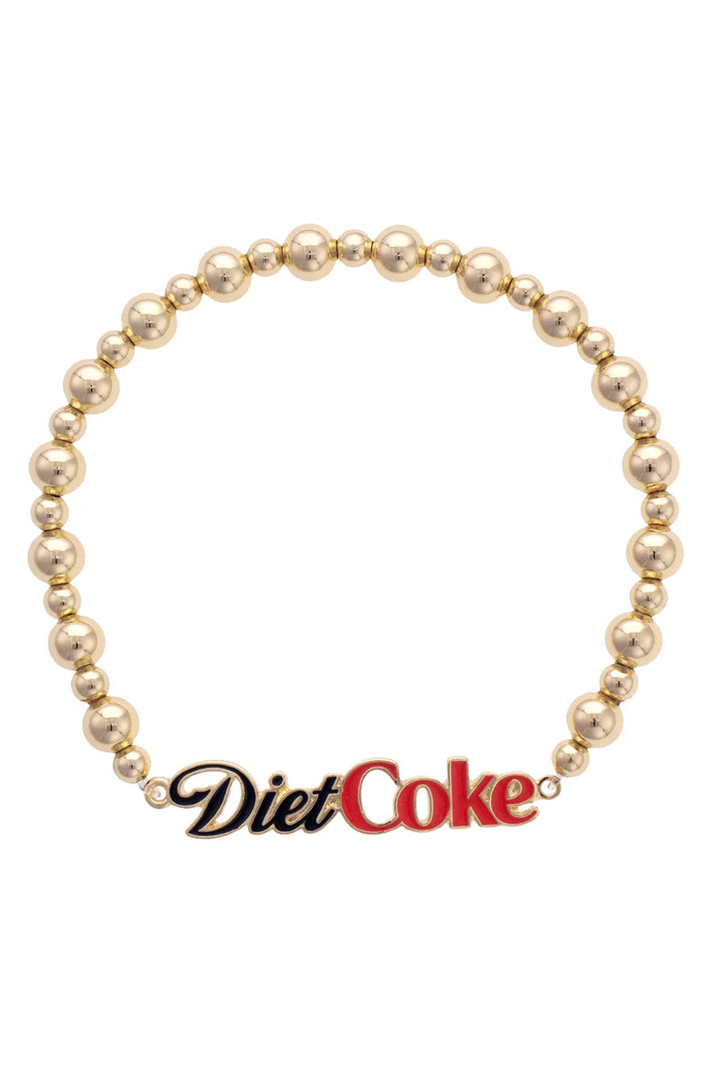 Diet Coke Logo Stretch Bracelet in Black/Red/Shiny Gold