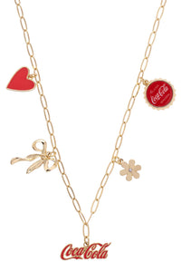 Coca-Cola Paperclip Charm Collector Necklace in Shiny Gold