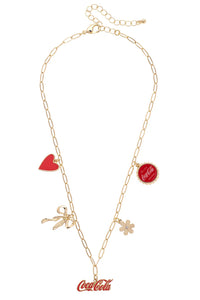 Coca-Cola Paperclip Charm Collector Necklace in Shiny Gold