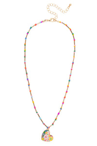 Presley Floral Heart Children's Necklace in Rainbow Multi