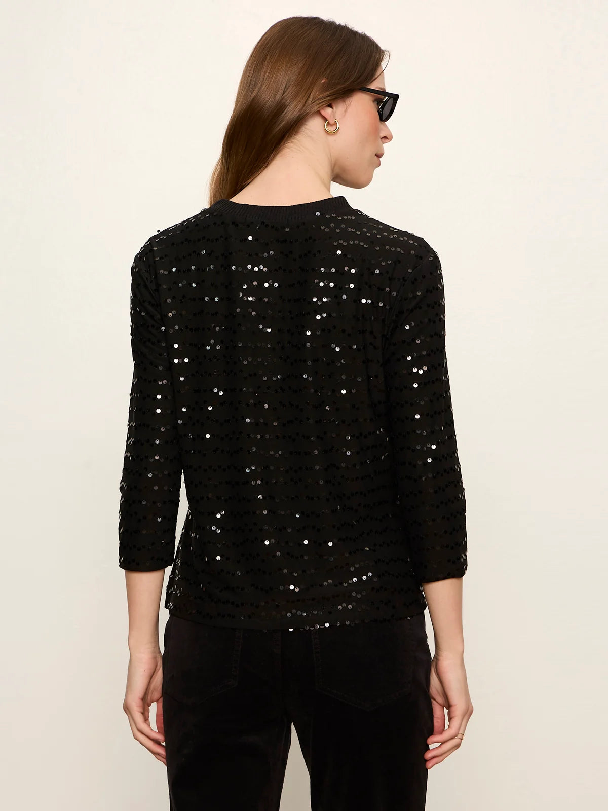 3/4 Sequin Mode Tee Black