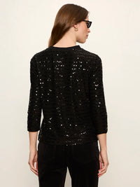 3/4 Sequin Mode Tee Black