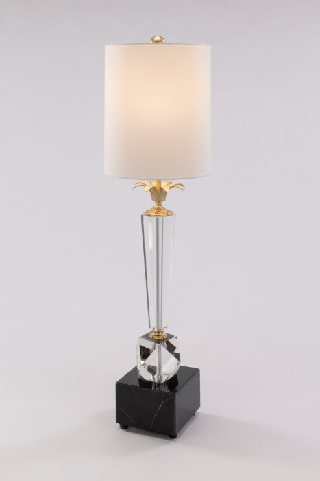 Crystal And Brass, Black Marble Base Table Lamp