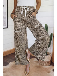 Animal Print Wide Leg Terry Knit Pants