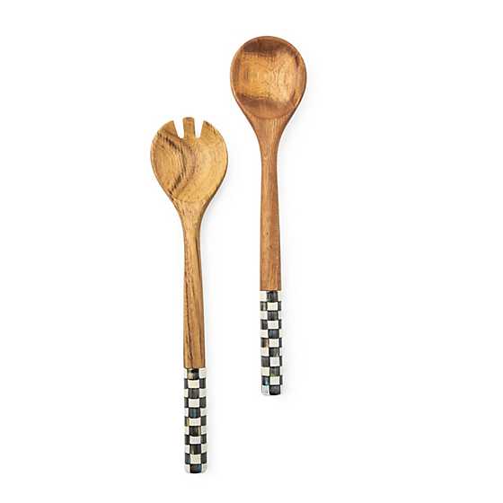 Courtly Check Olivewood Salad Serving Set