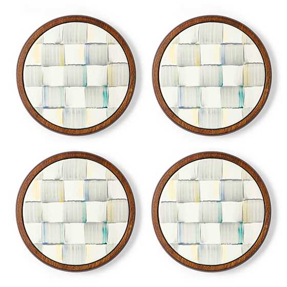 Sterling Check Enamel Coasters, Set of 4