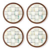 Sterling Check Enamel Coasters, Set of 4