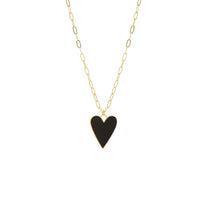 Black Enamel Heart Necklace